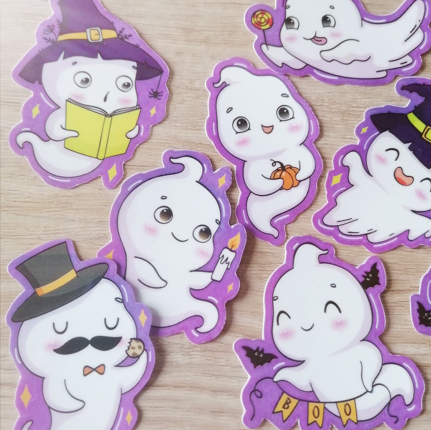 GHOST THEME STICKER PACK X 8 - CUTE GHOSTS