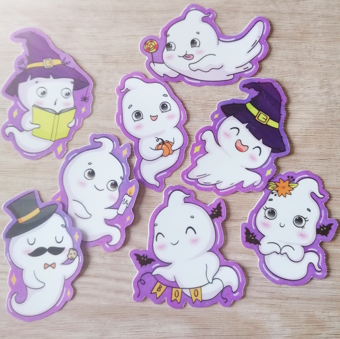 GHOST THEME STICKER PACK X 8 - CUTE GHOSTS