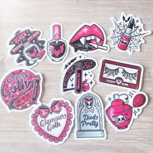 GOTH THEME STICKER PACK X 10 - RED AND BLACK