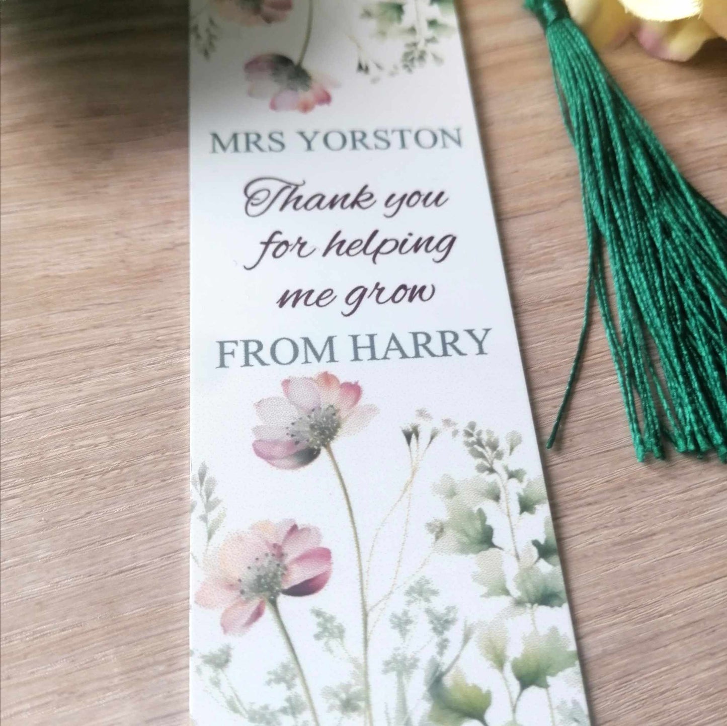 Teacher bookmark - floral - personalised