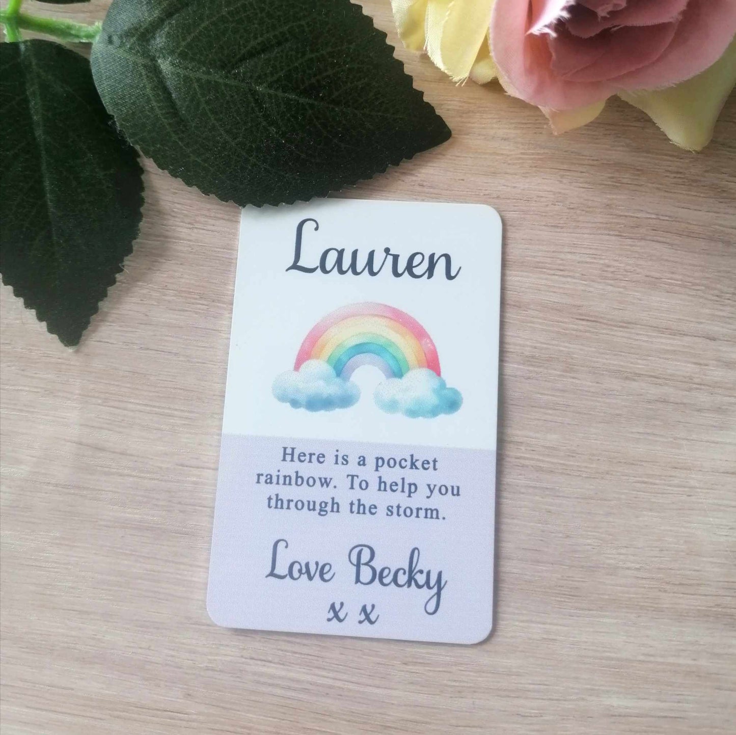 Pocket rainbow wallet card - personalised