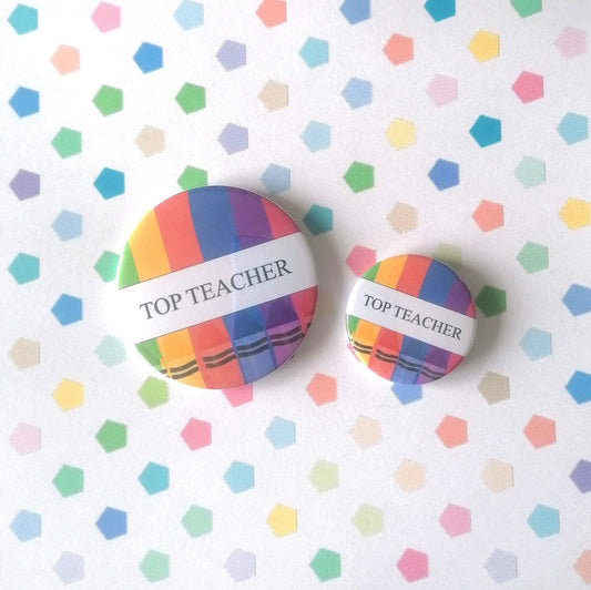 TEACHER - CRAYONS (SPLIT DESIGN) - PERSONALISABLE - MAGNET/BADGE/KEYRING