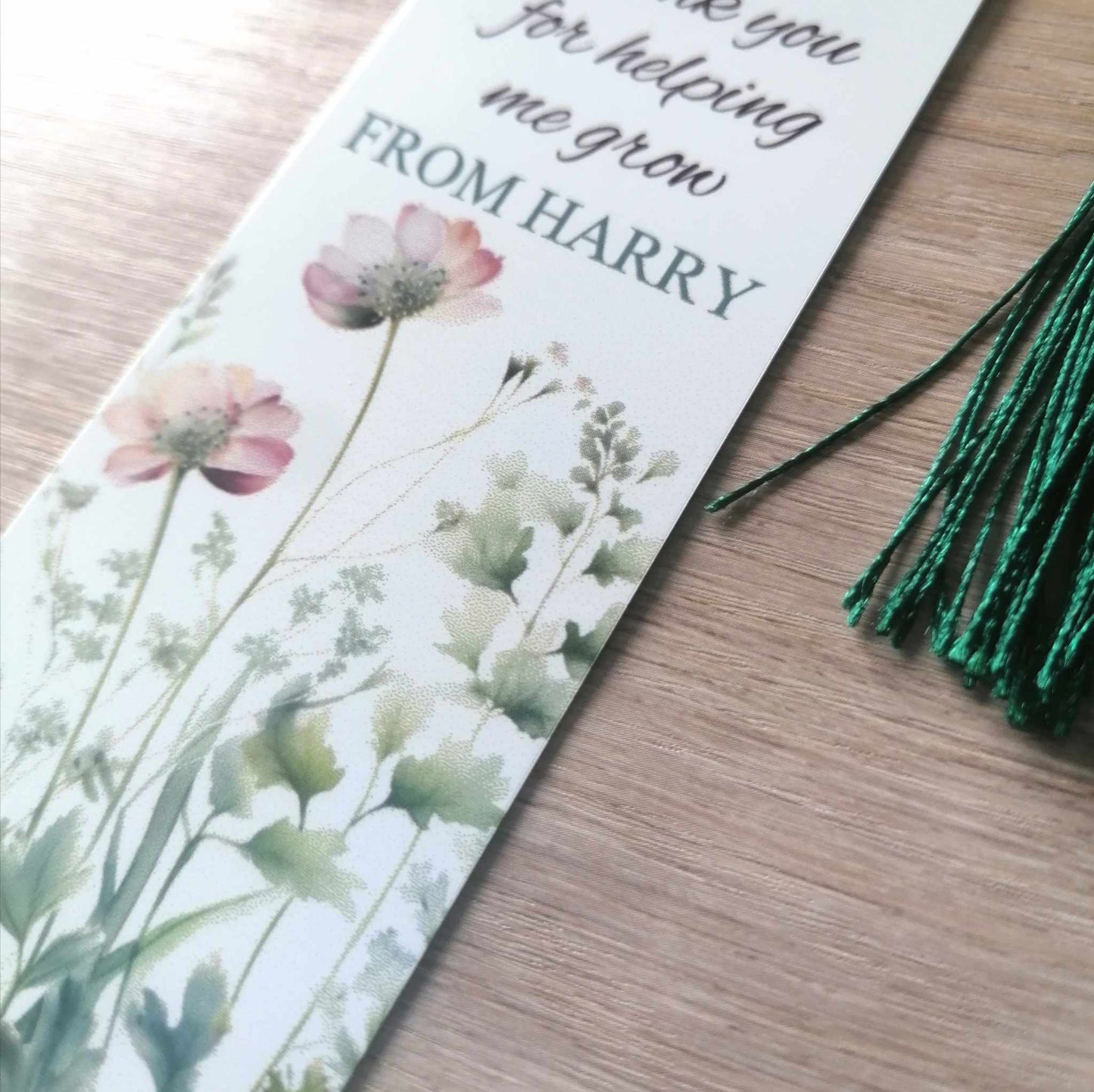 Teacher bookmark - floral - personalised