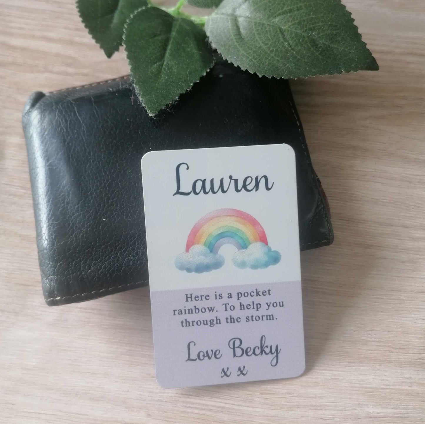 Pocket rainbow wallet card - personalised