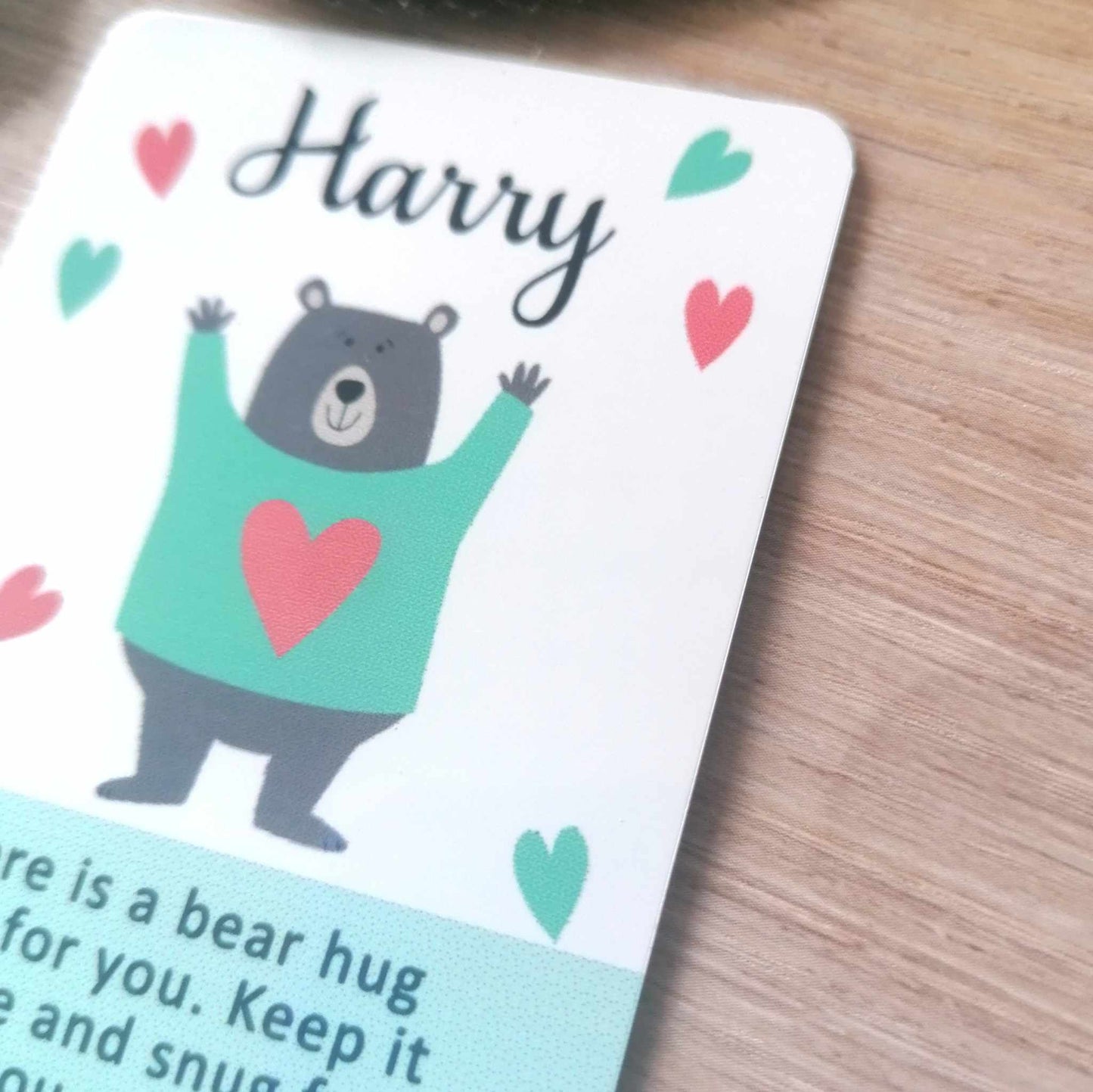 Pocket bear hug wallet card - personalised