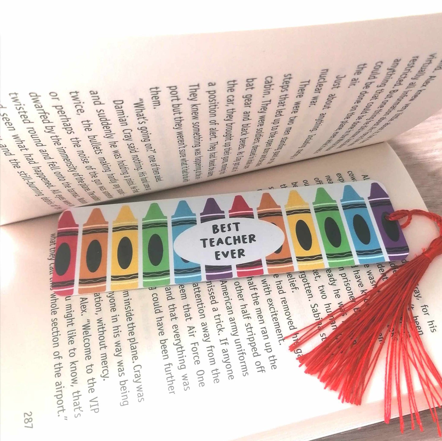 Teacher bookmark - Crayons - personalised