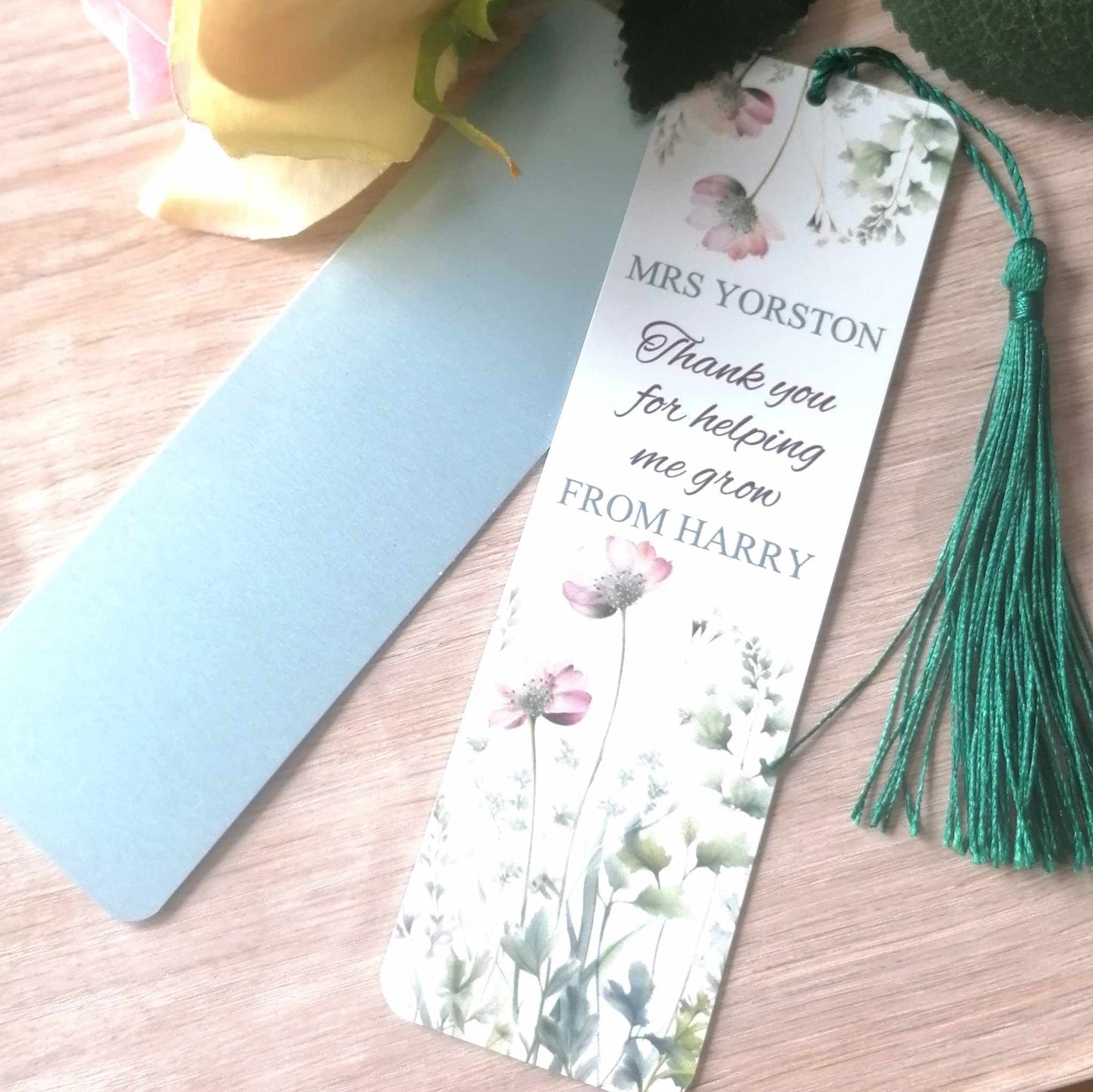 Teacher bookmark - floral - personalised