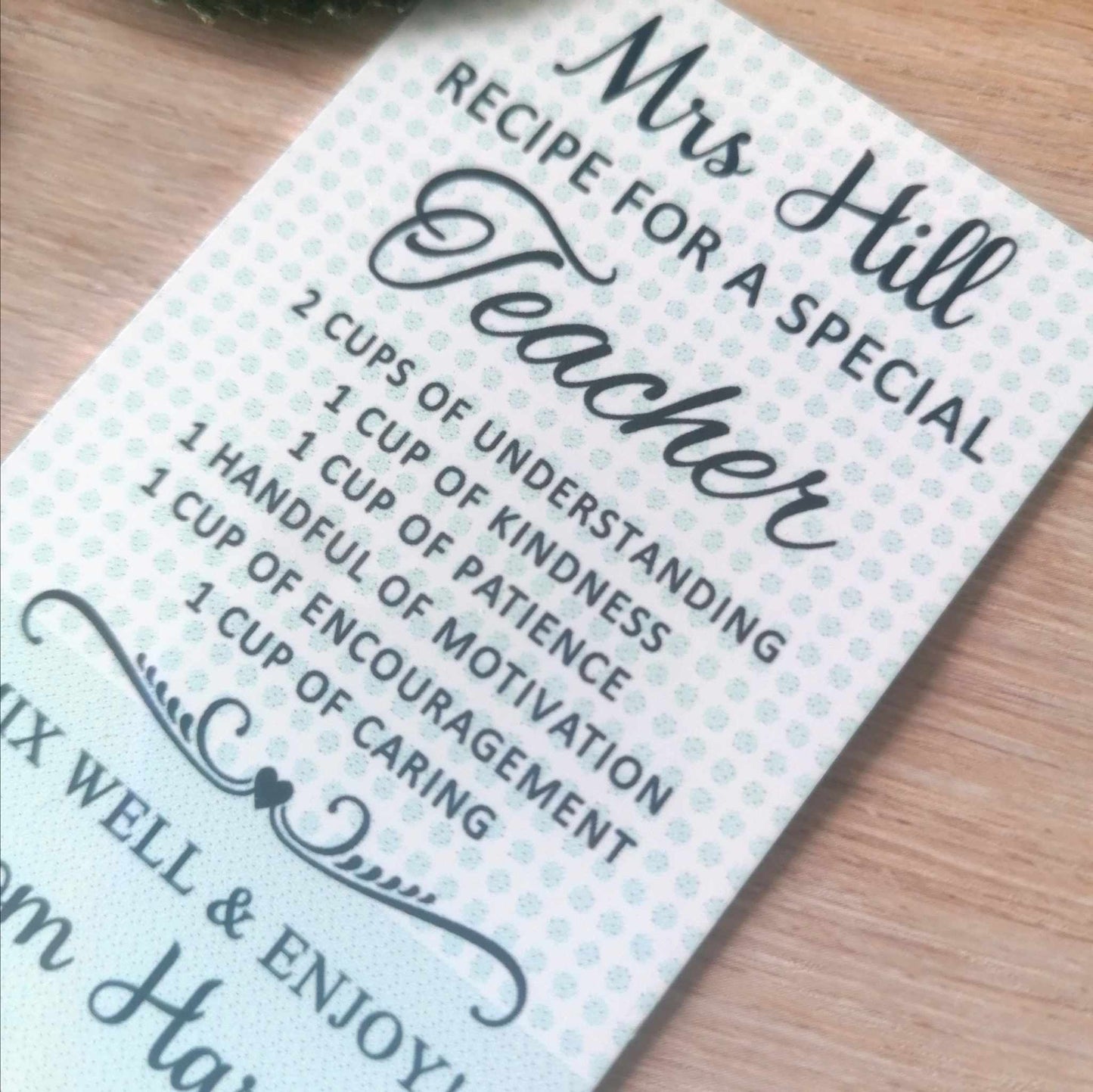 Teacher appreciation wallet card - personalised