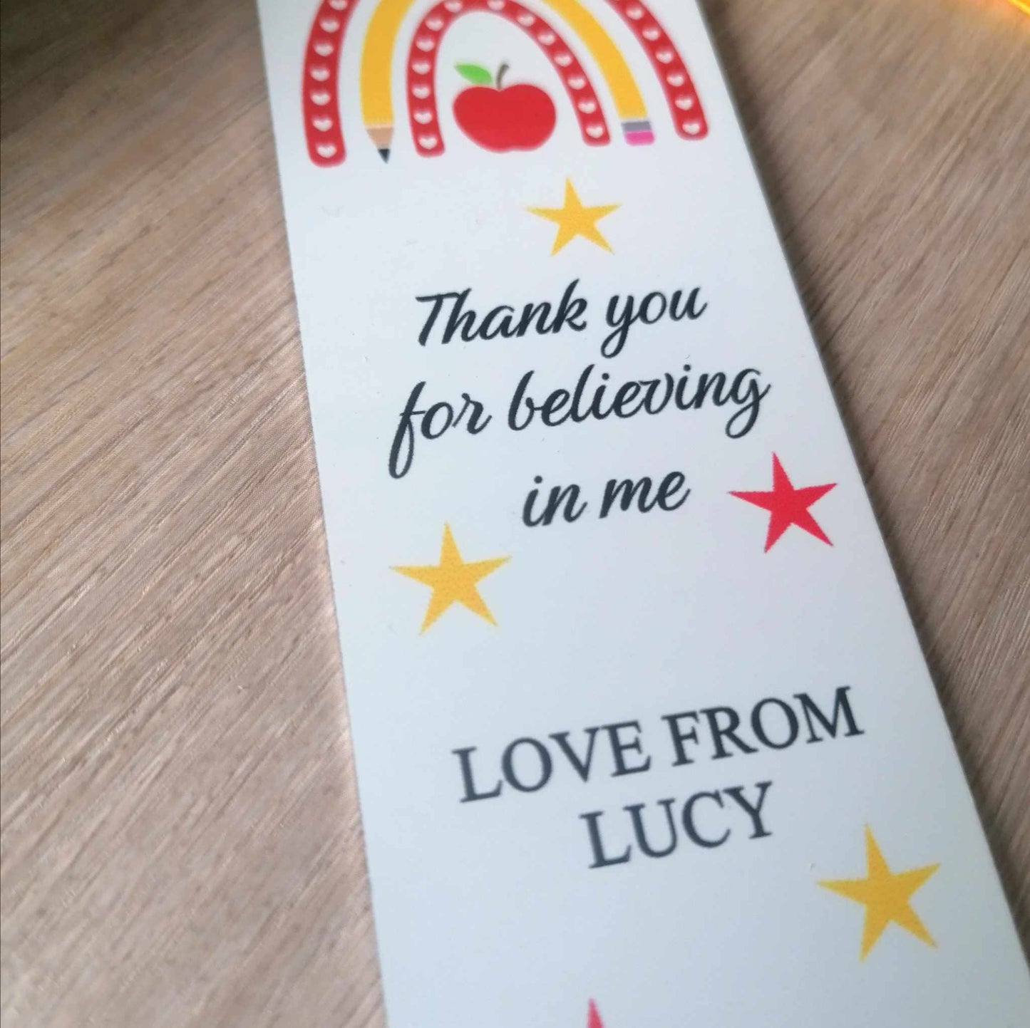 Teacher bookmark - Believing in me - personalised