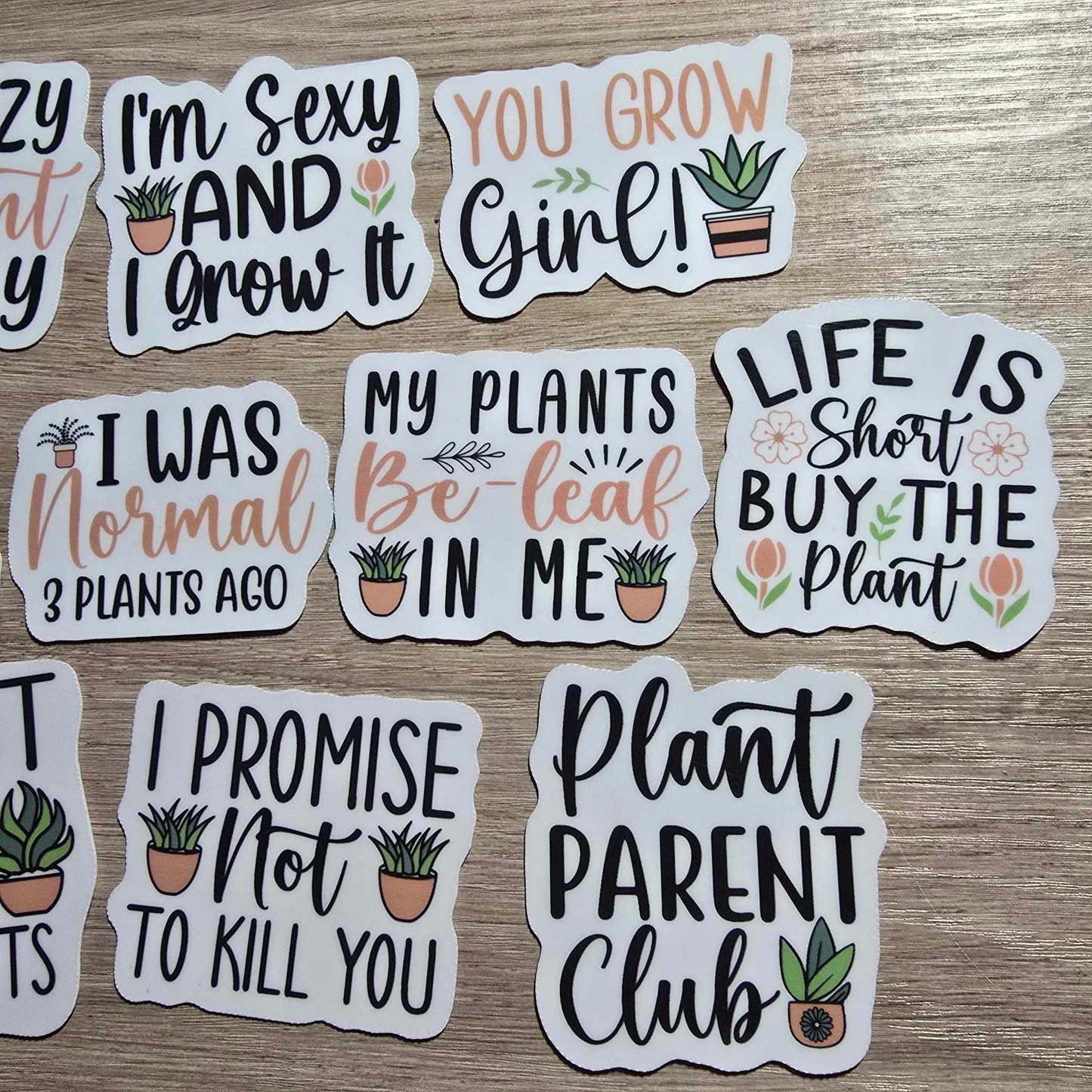 FUNNY PLANT STICKERS X 10 - PLANT LOVER