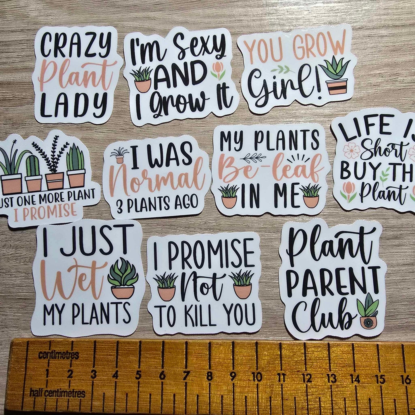 FUNNY PLANT STICKERS X 10 - PLANT LOVER