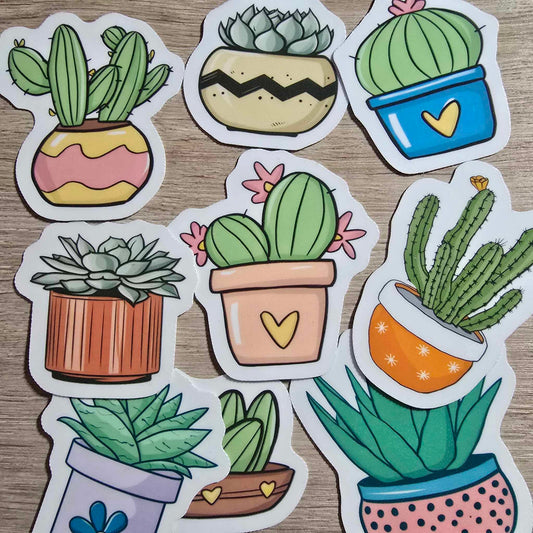 SUCCULENT STICKERS X 9 - PLANT LOVER