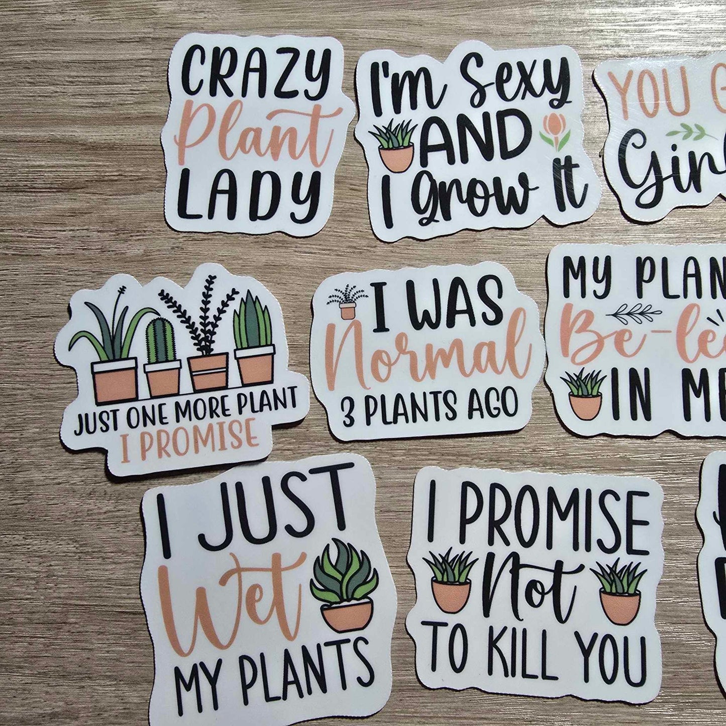 FUNNY PLANT STICKERS X 10 - PLANT LOVER