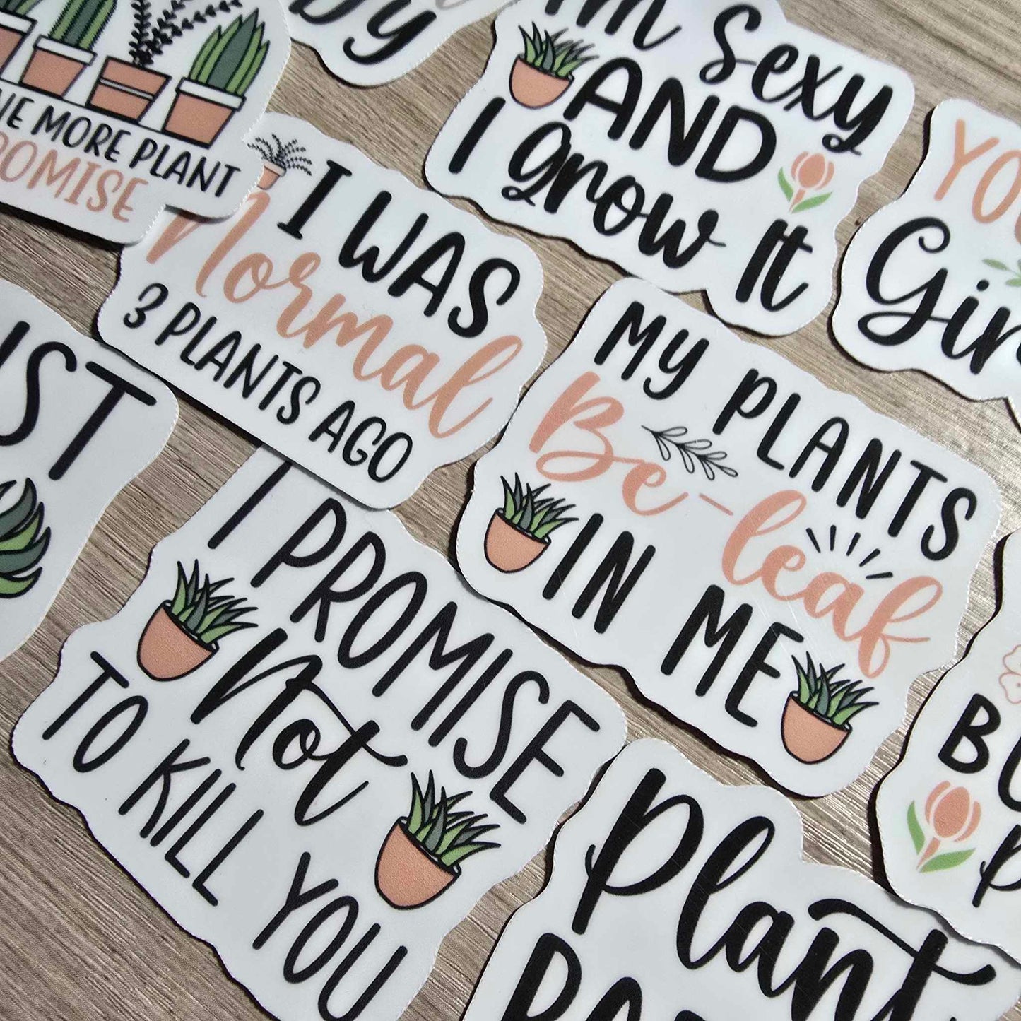 FUNNY PLANT STICKERS X 10 - PLANT LOVER