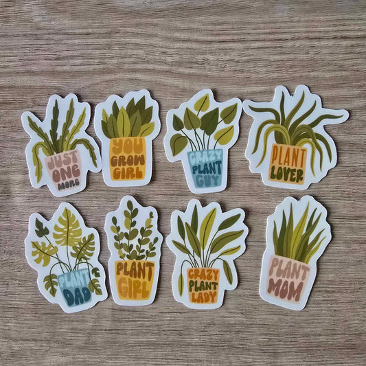 POTTED PLANTS STICKERS X 8 - PLANT LOVER