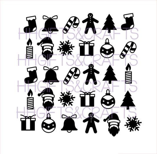 CHR 017 - 30 X CHRISTMAS SHAPES - SMALL SHAPES