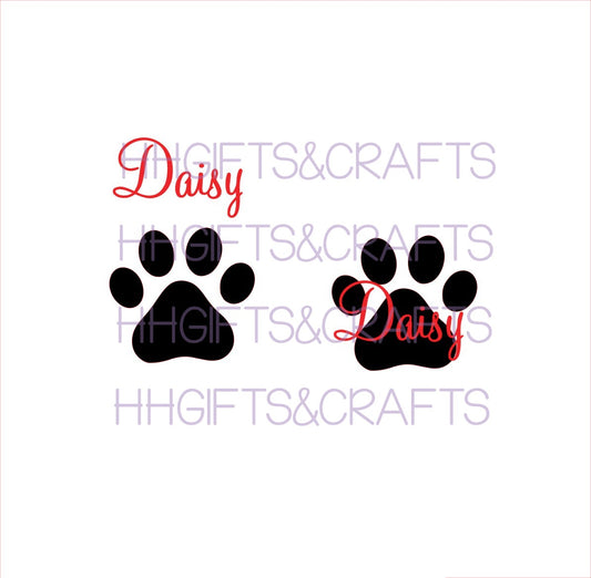 CHR 36 - DOG/PAW WITH NAME- SMALL VINYL