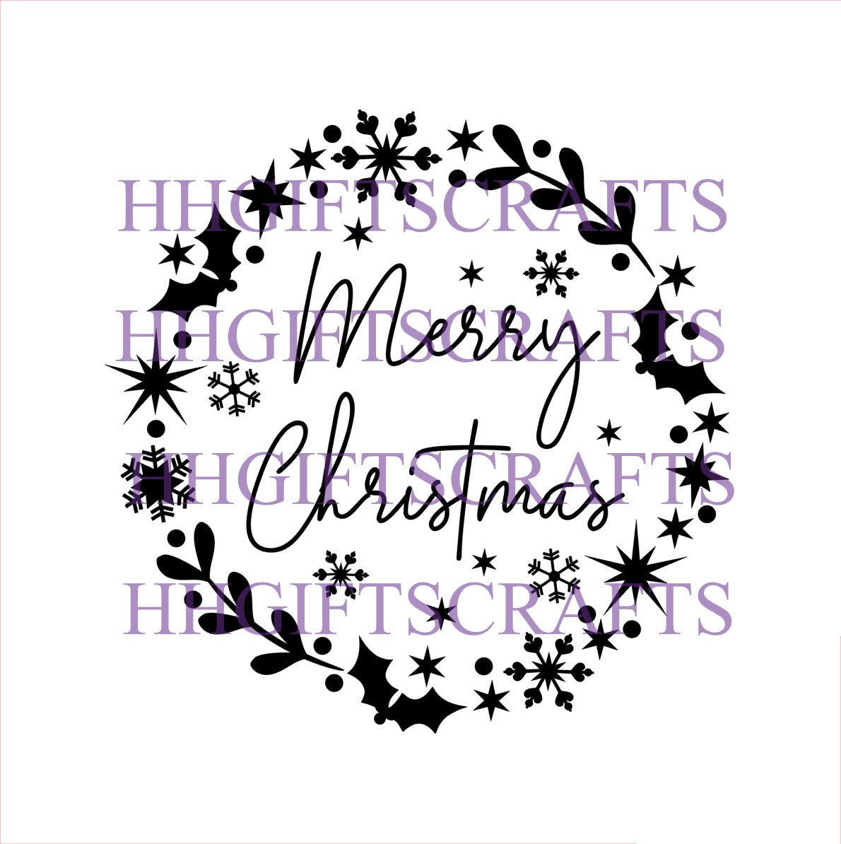 CHR 052 - MERRY CHRISTMAS WREATH - FRAME VINYL