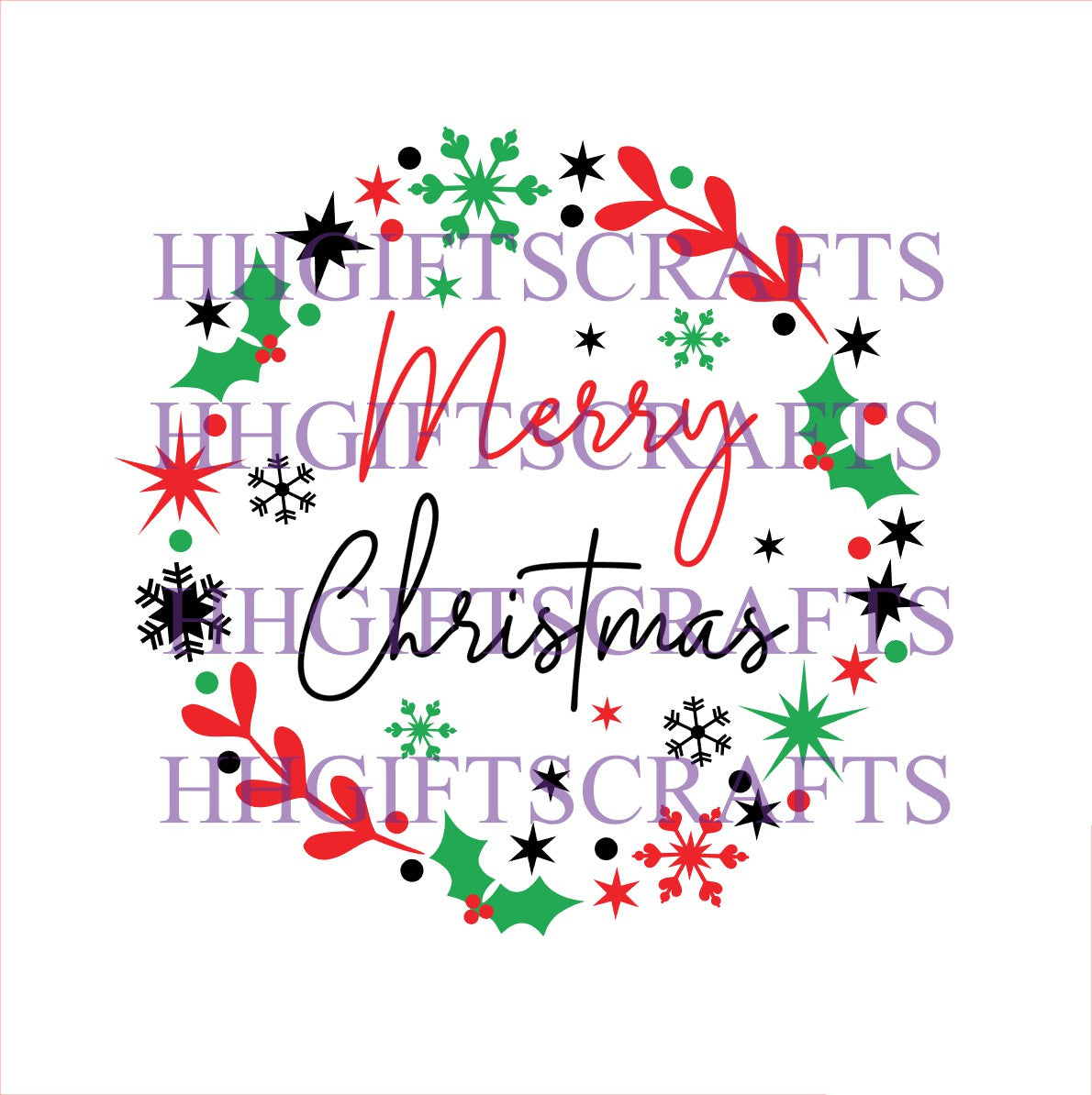 CHR 052 - MERRY CHRISTMAS WREATH - FRAME VINYL