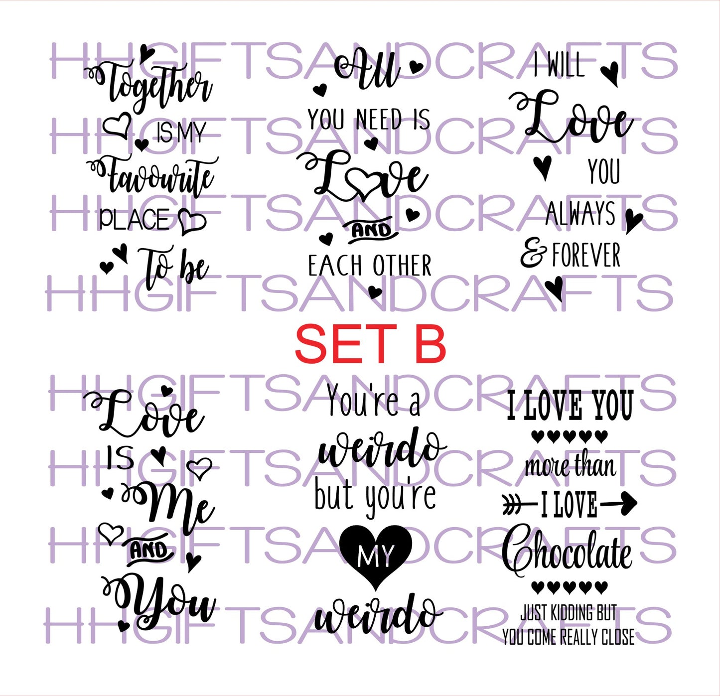 BTB 09 - LOVE QUOTES X 6/12 - BOTTLE VINYL BUNDLE