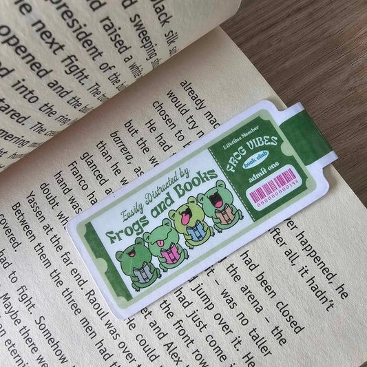 MAGNETIC BOOKMARK - FROGS AND BOOKS