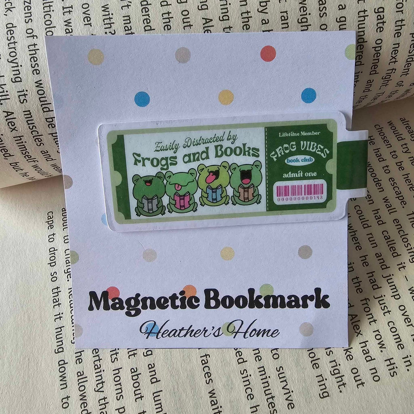 MAGNETIC BOOKMARK - FROGS AND BOOKS