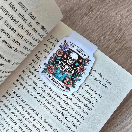 MAGNETIC BOOKMARK - SKELETON - GO AWAY I'M READING