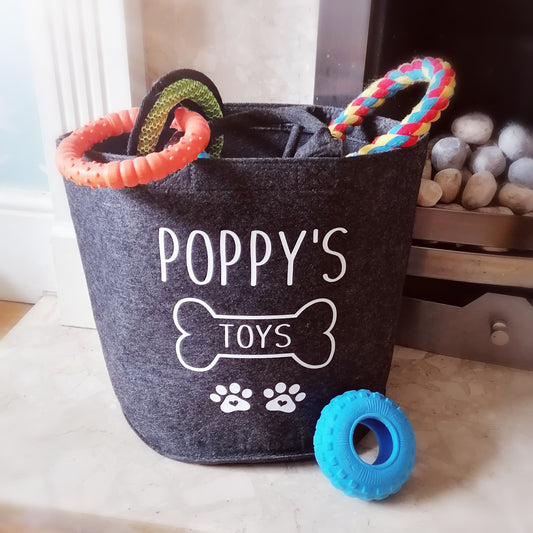 FELT TRUG - PET TOY STORAGE - PERSONALISED