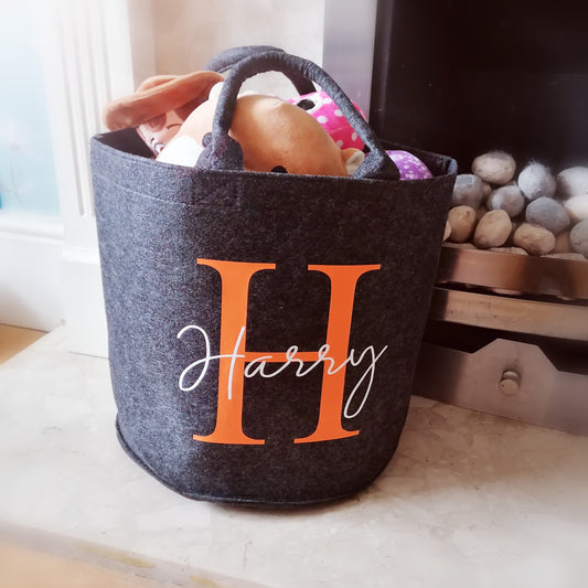 FELT TRUG - TOY STORAGE - PERSONALISED NAME/INITIAL