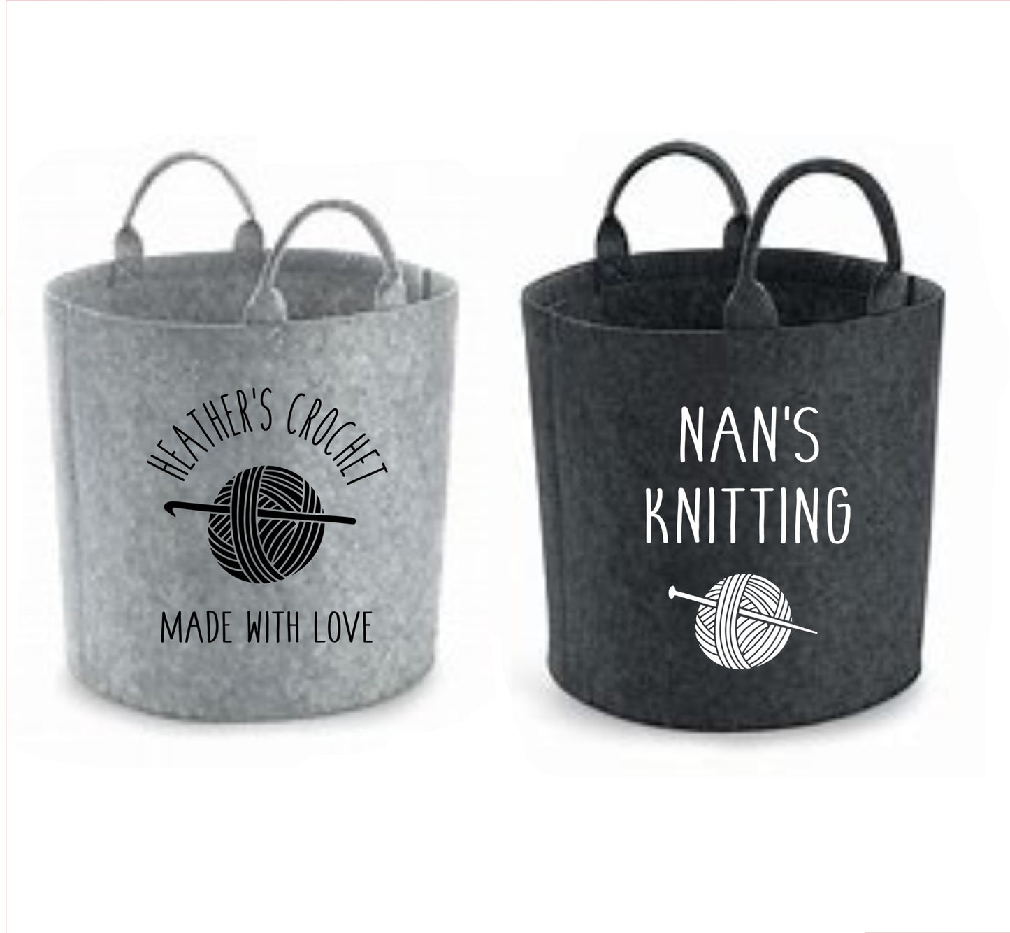 FELT TRUG - KNITTING/CROCHET STORAGE - PERSONALISED