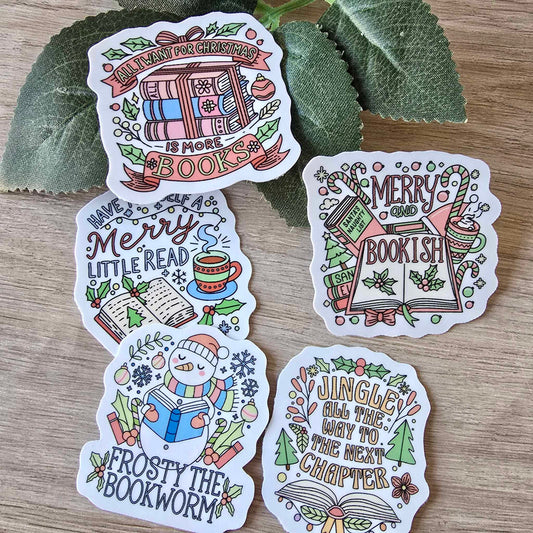 BOOKISH XMAS STICKERS X5