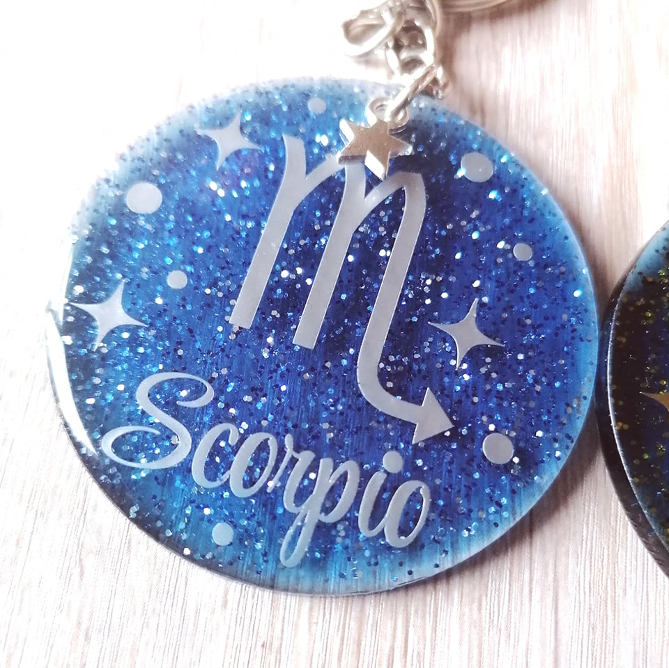 Zodiac sign keyring - resin - star sign gift