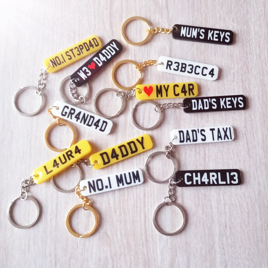 Car reg plate fob keyring - personalised