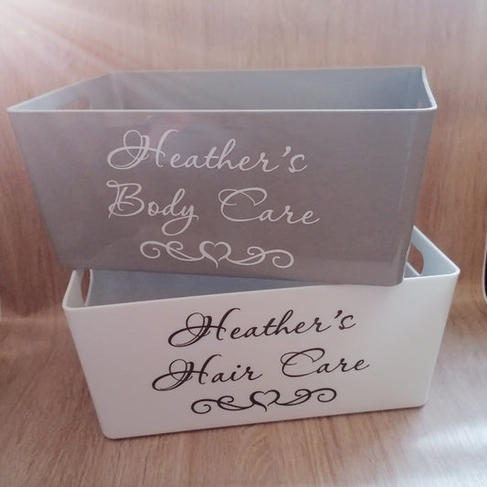 Personalised hair care / body care storage box