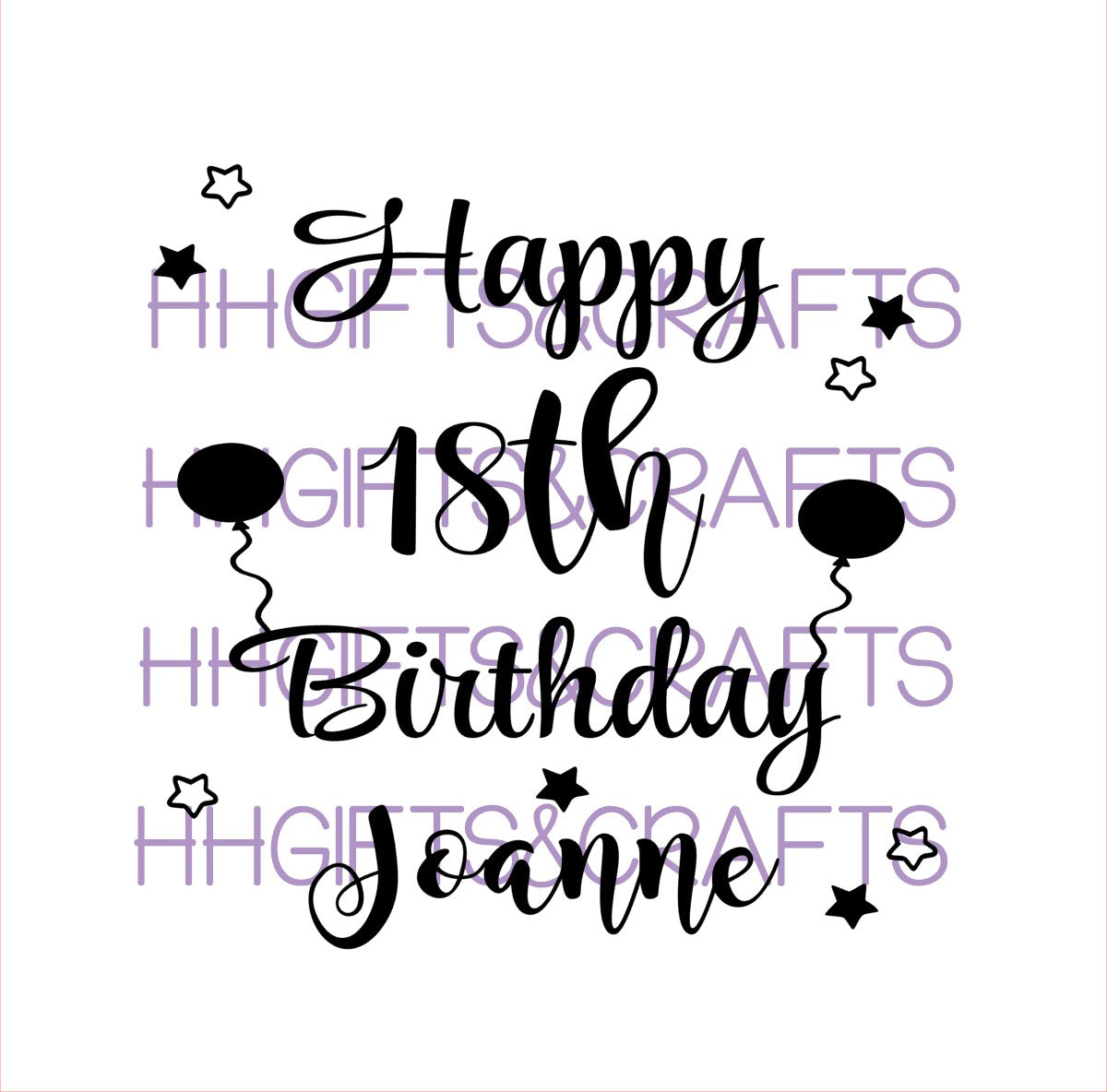 PERSONALISED BIRTHDAY VINYL DECAL TRANSFER FRAME BALLOON BIRTHDAY