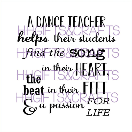 DC06 - Dance - dance teachers song in heart - FRAME VINYL