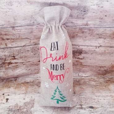 eat drink and be merry wine bottle gift bag christmas wine bag wine bottle gift bag secret santa wine bag