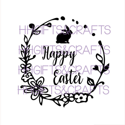 ET04 - HAPPY EASTER (WREATH) - FRAME VINYL