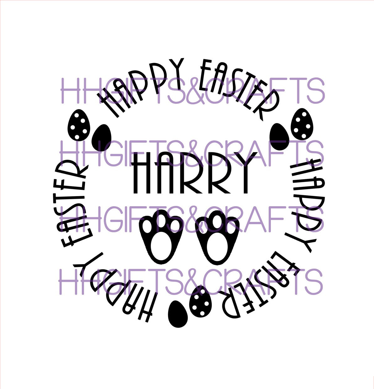 ET13 - HAPPY EASTER CIRCLE (NAME) - FRAME VINYL