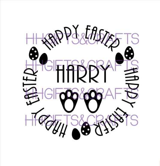 ET13 - HAPPY EASTER CIRCLE (NAME) - FRAME VINYL