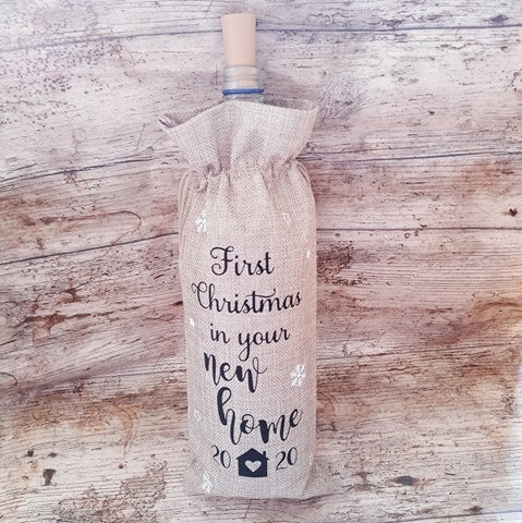 first xmas in your new home bottle gift bag christmas wine bag wine bottle gift bag secret santa wine bag