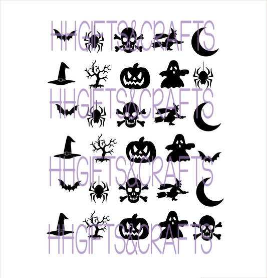 HAL05 - 30 X HALLOWEEN SHAPES - SMALL SHAPES