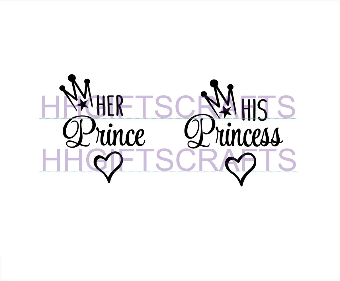 LVS33 - HIS/HER PRINCE/PRINCESS set of 2 vinyls - SMALL VINYL