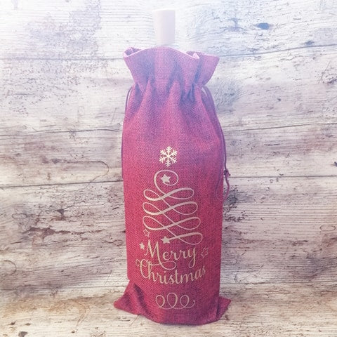 merry christmas wine bottle bag jute burlap xmas wine gift bag friends family xmas wine