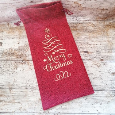 merry christmas wine bottle bag jute burlap xmas wine gift bag friends family xmas wine