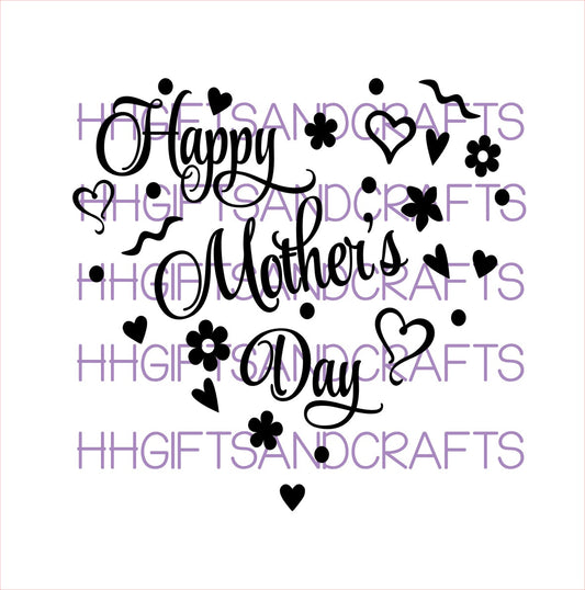 MU39 - HAPPY MOTHERS DAY (HEART DESIGN 1) - FRAME VINYL