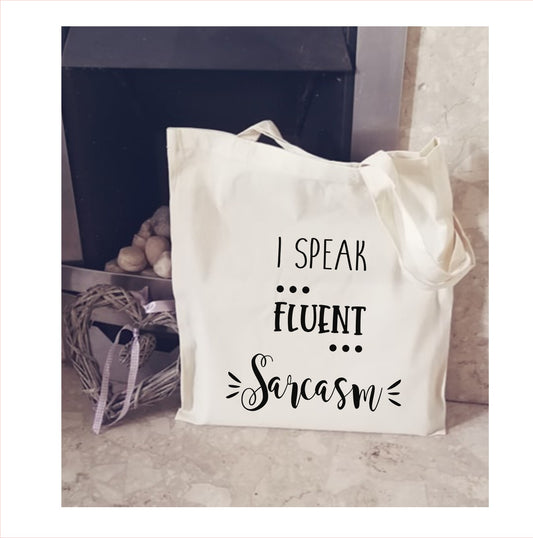 novelty tote gift sarcasm gift bag i speak fluent sarcasm shopping bag  tote funny novelty sarcastic gift