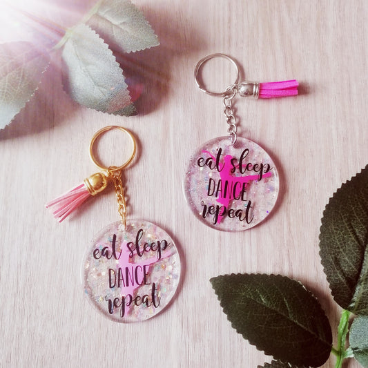 Eat sleep dance repeat keyring