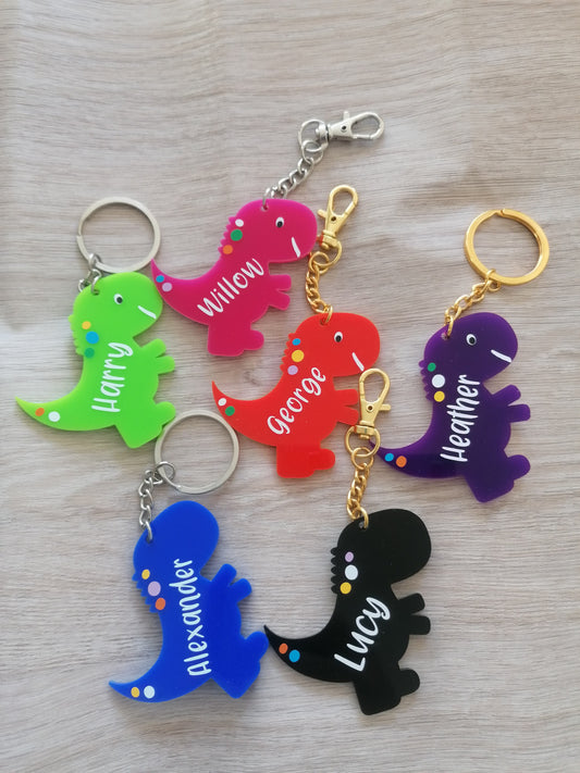 Personalised dinosaur keyring/clip