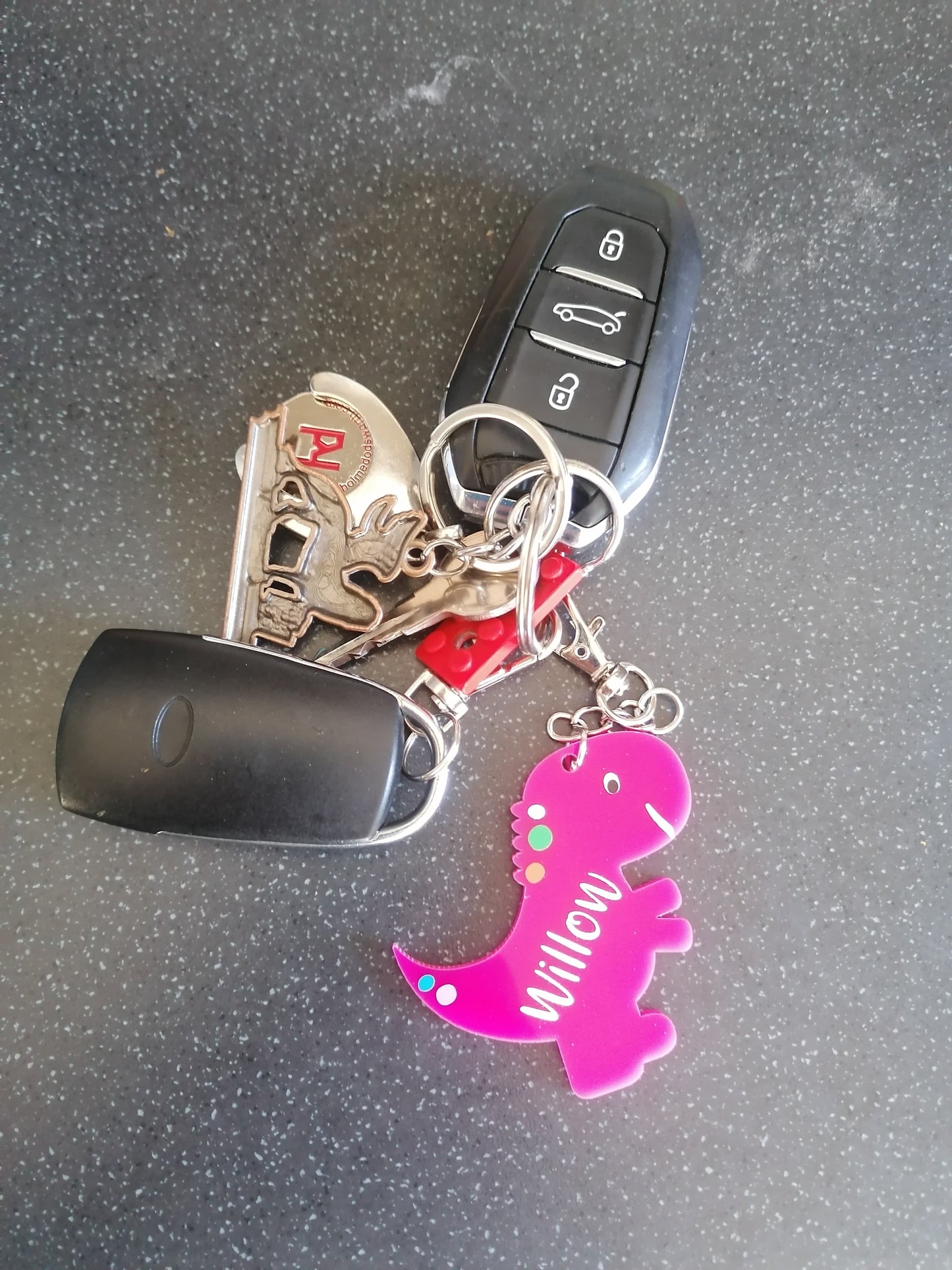 Personalised dinosaur keyring/clip